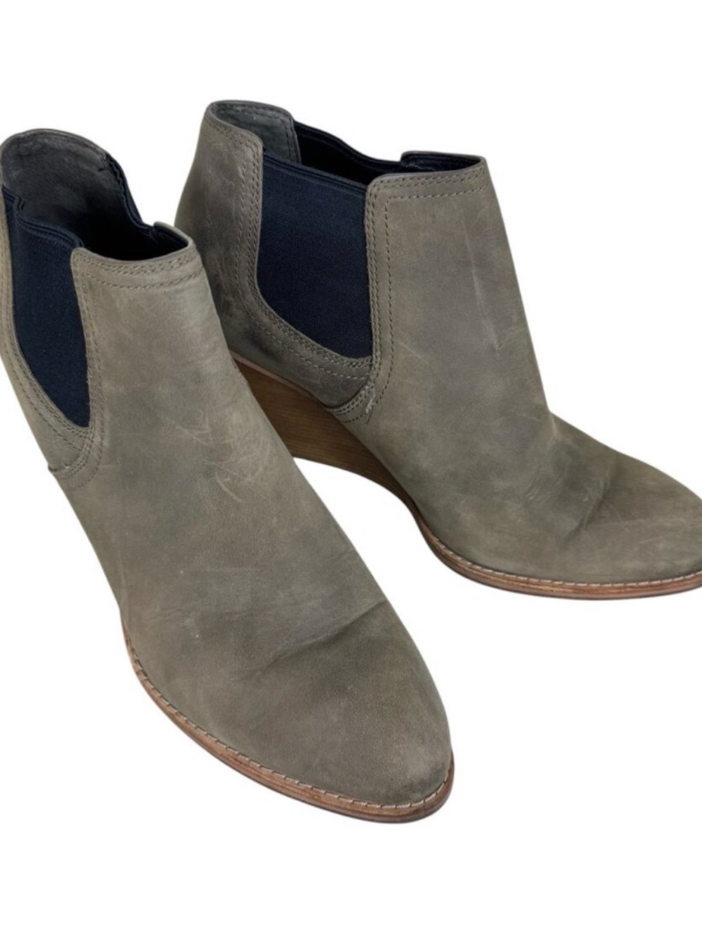 Cole Haan Grandios Gray Oiled Tanned Nubuck Wedge Heel Bootie Women's Size 10B